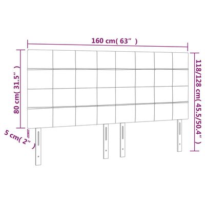 vidaXL sengegavle 4 stk. 80x5x78/88 cm fløjl sort