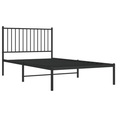 vidaXL sengeramme med sengegavl 100x190 cm metal sort