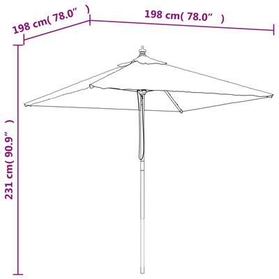 vidaXL haveparasol med træstang 198x198x231 cm gråbrun