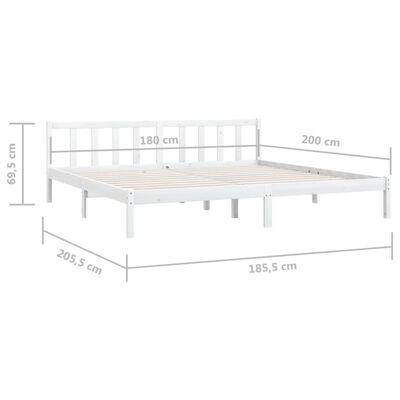 vidaXL sengeramme 180x200 cm Super King massivt fyrretræ hvid