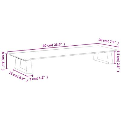 vidaXL skærmstander 60x20x8 cm hærdet glas og metal hvid