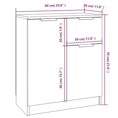 vidaXL skænke 2 stk. 60x30x70 cm konstrueret træ hvid