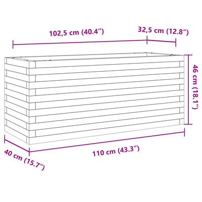 vidaXL plantekasse 110x40x46 cm massivt fyrretræ hvid