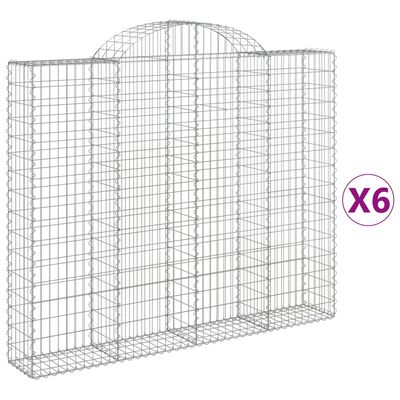 vidaXL buede gabionkurve 6 stk. 200x30x160/180 cm galvaniseret jern