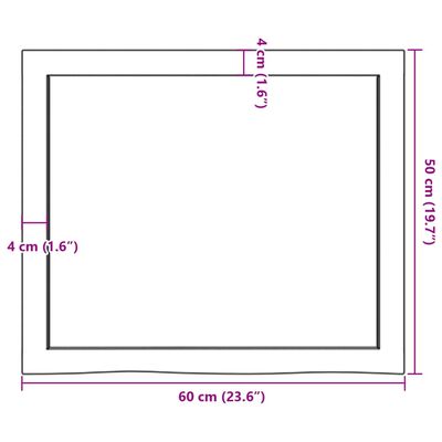 vidaXL bordplade 60x50x(2-6) cm ubehandlet massivt egetræ