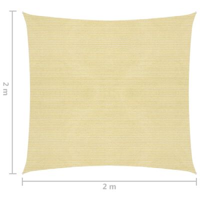 vidaXL solsejl HDPE firkantet 2 x 2 m beige