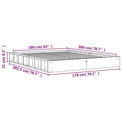 vidaXL sengeramme uden madras 160x200 cm massivt fyrretræ gyldenbrun