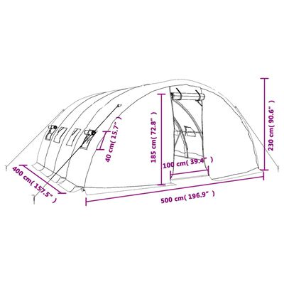 vidaXL drivhus med stålstel 20 m² 5x4x2,3 m hvid