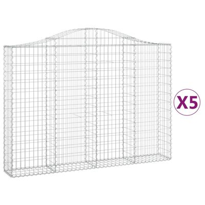 vidaXL buede gabionkurve 5 stk. 200x30x140/160 cm galvaniseret jern