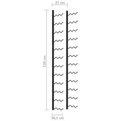 vidaXL væghængt vinreol til 36 flasker jern sort