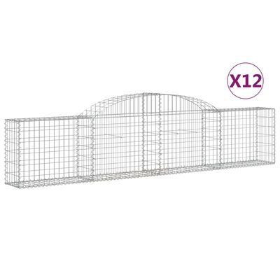 vidaXL buede gabionkurve 12 stk. 300x30x60/80 cm galvaniseret jern