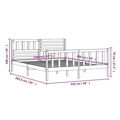 vidaXL sengeramme 120x200 cm massivt træ