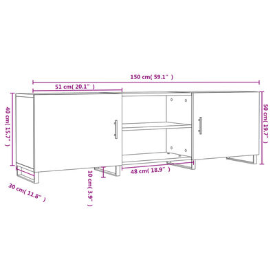 vidaXL tv-bord 150x30x50 cm konstrueret træ hvid