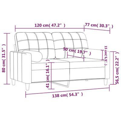 vidaXL 2-personers sofa med pyntepuder 120 cm stof sort