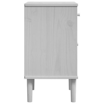 vidaXL sengebord SENJA rattanlook 40x35x65 cm massivt fyrretræ hvid