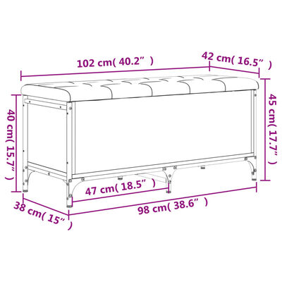 vidaXL opbevaringsbænk 102x42x45 cm konstrueret træ grå sonoma-eg