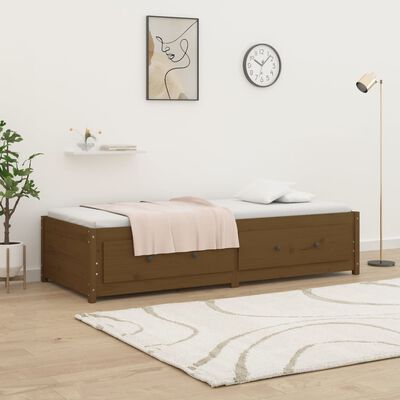 vidaXL daybed 90x190 cm Single massivt fyrretræ gyldenbrun