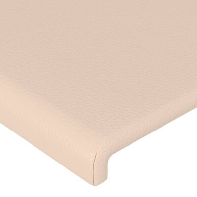 vidaXL sengegavl med LED-lys 180x5x118/128 cm kunstlæder cappuccino