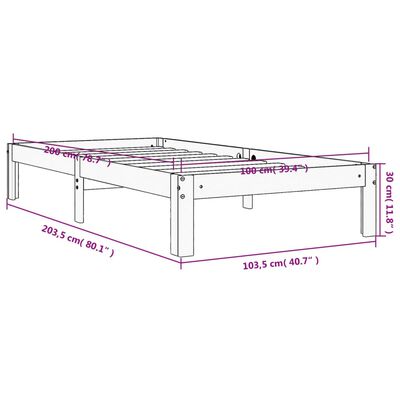 vidaXL sengeramme uden madras 100x200 cm massivt fyrretræ gyldenbrun