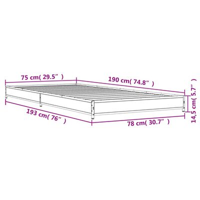 vidaXL sengeramme 75x190 cm konstrueret træ og metal sonoma-eg