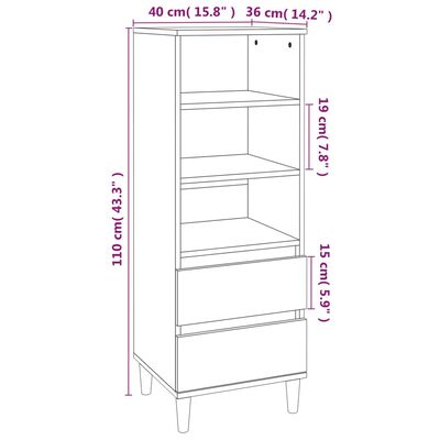 vidaXL skab 40x36x110 cm konstrueret træ betongrå