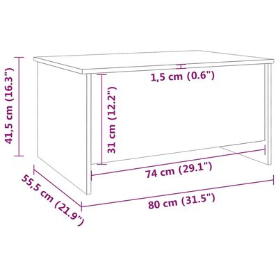 vidaXL sofabord 80x55,5x41,5 cm konstrueret træ hvid højglans