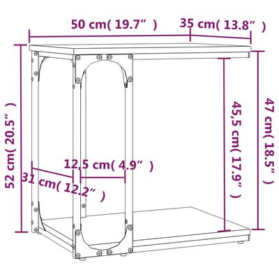 vidaXL sidebord 50x35x52 cm konstrueret træ brun egetræsfarve