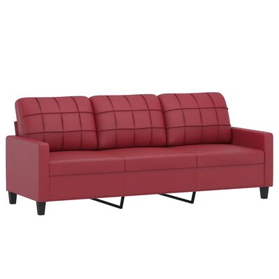 vidaXL 3-personers sofa 180 cm kunstlæder vinrød