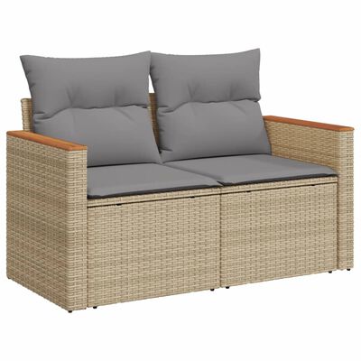 vidaXL havesofasæt 10 dele med hynder polyrattan beige