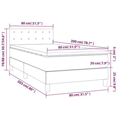 vidaXL kontinentalseng med madras 80x200 cm fløjl lysegrå