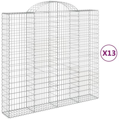 vidaXL buede gabionkurve 13 stk. 200x50x180/200 cm galvaniseret jern