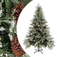 vidaXL juletræ med grankogler 150 cm PVC & PE grøn og hvid