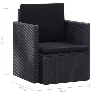 vidaXL havestol med hynder polyrattan sort