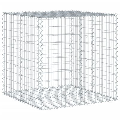 vidaXL gabionkurv med cover 100x100x100 cm galvaniseret jern