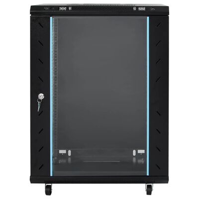 vidaXL netværksskab 53x40x80 cm 15U 19" IP20 sort