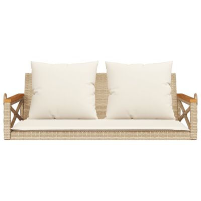 vidaXL havebænk med hynder 109x62x40 cm polyrattan beige