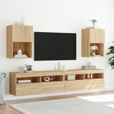 vidaXL tv-bord med LED-lys 40,5x30x60 cm sonoma-eg