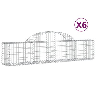 vidaXL buede gabionkurve 6 stk. 200x30x40/60 cm galvaniseret jern