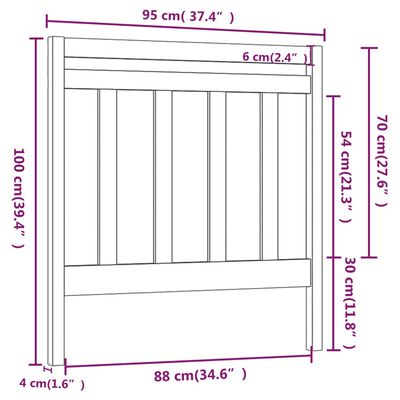 vidaXL sengegavl 95x4x100 cm massivt fyrretræ hvid