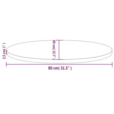 vidaXL bordplade 80x40x2,5 cm oval massivt fyrretræ