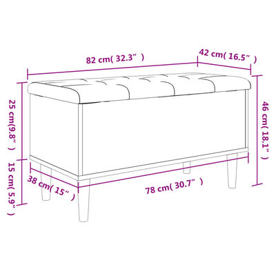 vidaXL opbevaringsbænk 82x42x46 cm konstrueret træ sort