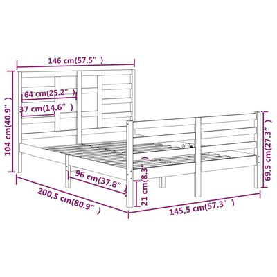 vidaXL sengeramme uden madras 140x200 cm massivt træ