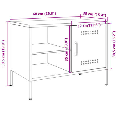 vidaXL tv-bord 68x39x50,5 cm stål lyserød