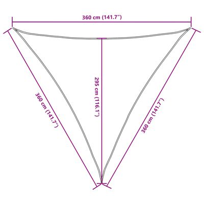 vidaXL solsejl Oxfordstof trekantet 3,6 x 3,6 x 3,6 m cremefarvet
