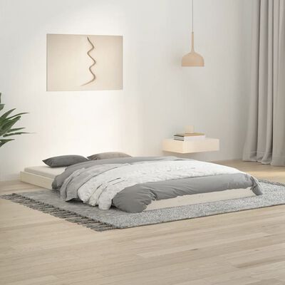 vidaXL sengeramme 120x190 cm Small Double massivt fyrretræ hvid