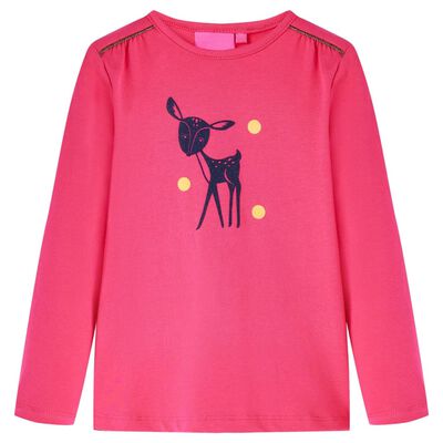 Langærmet T-shirt til børn str. 104 pink