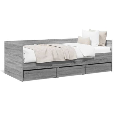 vidaXL daybed med skuffer uden madras 100x200 cm grå sonoma-eg