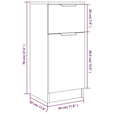 vidaXL skænk 30x30x70 cm konstrueret træ grå sonoma-eg