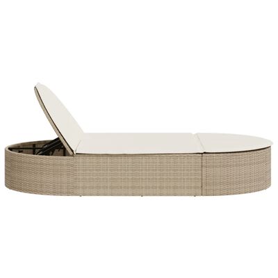 vidaXL solseng med hynder polyrattan beige