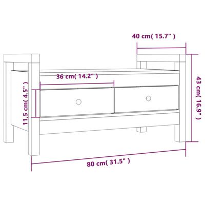 vidaXL entrébænk 80x40x43 cm massivt fyrretræ Hvid